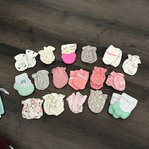Baby girl teething mittens/ hand mittens (17pairs!)